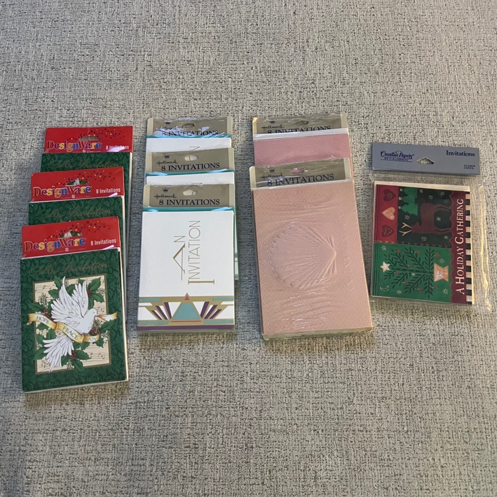 Vintage Hallmark DesignWare Creative Papers Holiday Invitations Lot 9 Packs NOS
